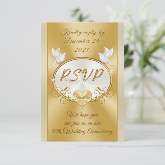 Speciale bestelling 50e Jubileum RSVP-kaarten voor Kaart (Staand voorkant)
