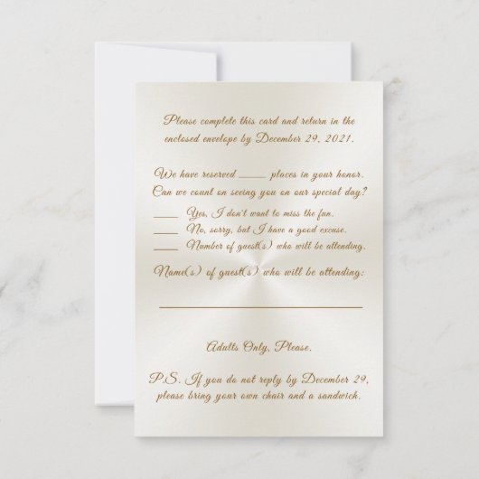 Speciale bestelling 50e Jubileum RSVP-kaarten voor Kaart (Achterkant)