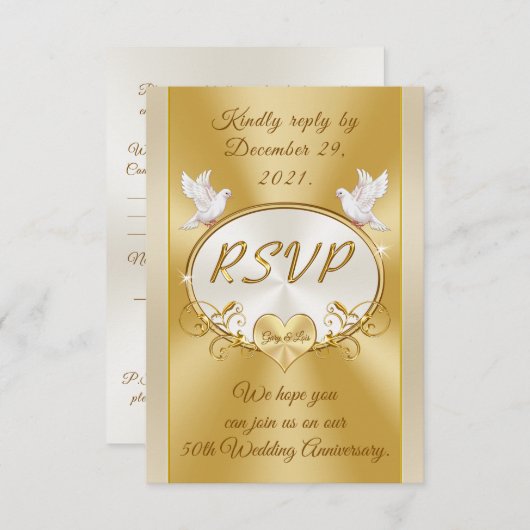 Speciale bestelling 50e Jubileum RSVP-kaarten voor Kaart (Voorkant / Achterkant)