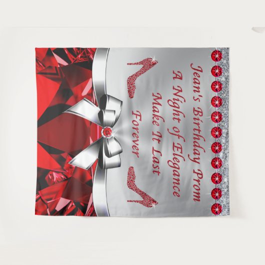 Speciale bestelling voor Jean, Ruby verjaardag ach Wandkleed (Voorkant (horizontaal))