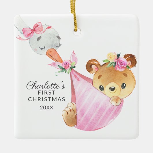 Speciale bezorging baby's eerste kerstBeer Keramisch Ornament (Voorkant)