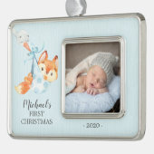Speciale bezorging FOX Eerste Kerstfoto Verzilverd Omlijst Ornament (Links)