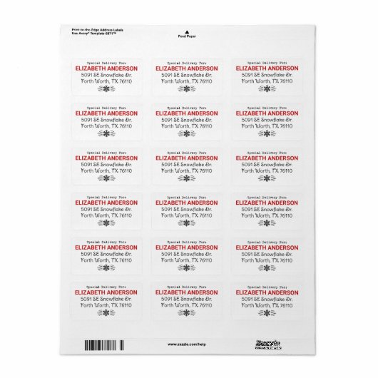 Speciale bezorging kerst adreslabel etiket (Full Sheet)