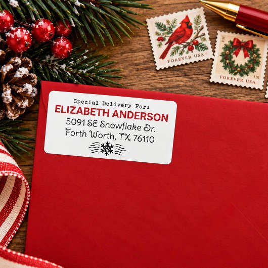 Speciale bezorging kerst adreslabel etiket