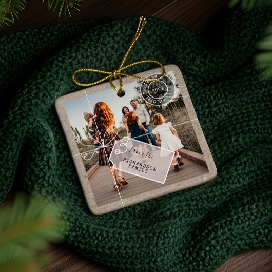 Speciale bezorging kerstfoto-pakketreis keramisch ornament