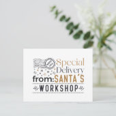 Speciale bezorging Noordpool Kerstman's workshop Feestdagenkaart (Staand voorkant)