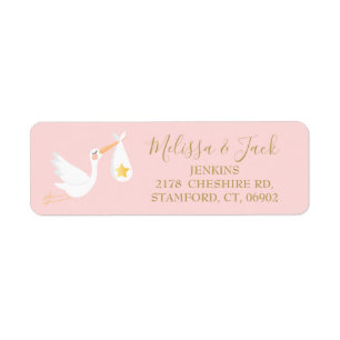 Speciale Bezorging Ooievaar Baby Roze Retouradres Etiket