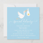 Speciale Bezorging Ooievaar Ster Baby Spetterfeest Kaart (Voorkant)