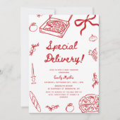 Speciale bezorging Pizza Baby shower Kaart (Voorkant)