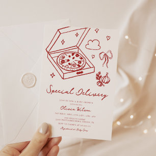 Speciale bezorging Pizza Baby shower Kaart