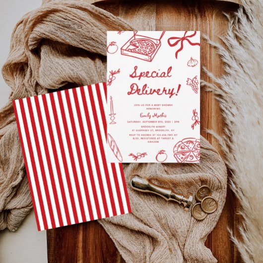 Speciale bezorging Pizza Baby shower Kaart