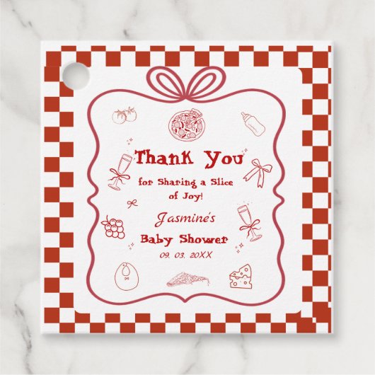 Speciale bezorging Pizza Baby shower Party Bedankjes Labels (Voorkant)