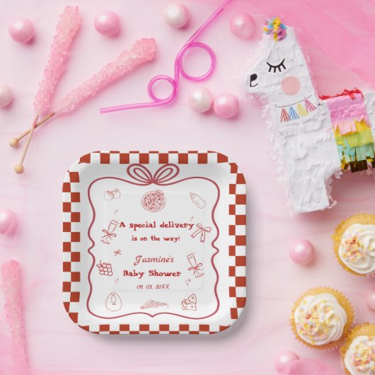 Speciale bezorging Pizza Baby shower Party Papieren Bordje (Feest)