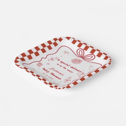Speciale bezorging Pizza Baby shower Party Papieren Bordje (Gebogen)