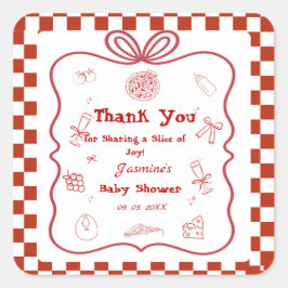 Speciale bezorging Pizza Baby shower Party Vierkante Sticker