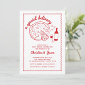 Speciale bezorging Pizza Baby shower Uitnodiging (Staand voorkant)