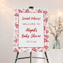 Speciale bezorging Pizza Baby shower Welkomstbord