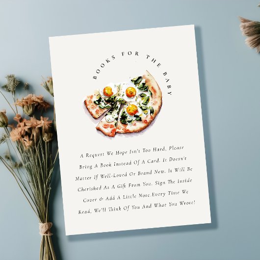 Speciale bezorging Pizza Boeken voor Baby shower Informatiekaartje