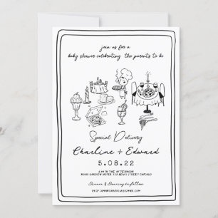 Speciale Bezorging Pizza doodle baby shower meisje Kaart