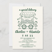 Speciale Bezorging Pizza doodle baby shower meisje Kaart (Voorkant)