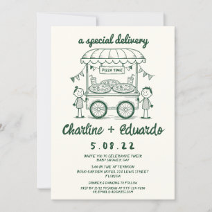 Speciale Bezorging Pizza doodle baby shower meisje Kaart