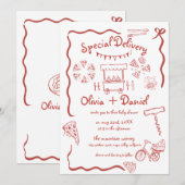 Speciale Bezorging Pizza doodle baby shower meisje Kaart (Voorkant / Achterkant)