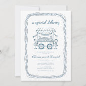 Speciale Bezorging Pizza doodle baby shower meisje Kaart (Voorkant)