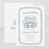 Speciale Bezorging Pizza doodle baby shower meisje Kaart (Voorkant / Achterkant)