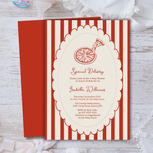 Speciale Bezorging Pizza Feestje Baby Shower Kaart
