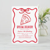 Speciale Bezorging Rode Handgetekende Pizza Verjaa Kaart (Staand voorkant)