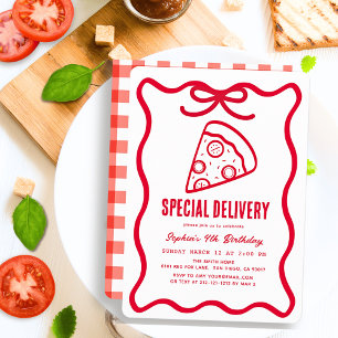 Speciale Bezorging Rode Handgetekende Pizza Verjaa Kaart