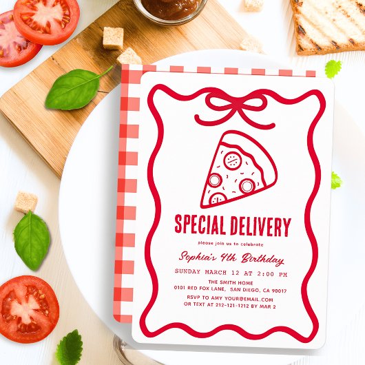 Speciale Bezorging Rode Handgetekende Pizza Verjaa Kaart