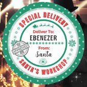 Speciale bezorging Santa Child to Bright Green Lab Ronde Sticker