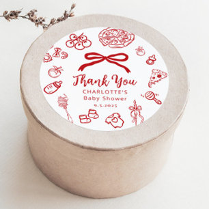 Speciale bezorging speelse rode strik baby shower ronde sticker