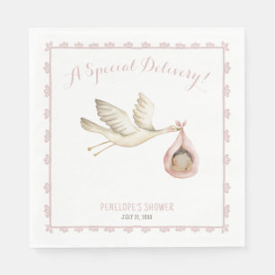 Speciale Bezorging Stork Roze Baby Meisje Baby sho Servet
