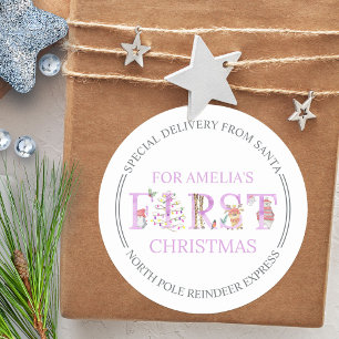 Speciale bezorging van de Kerstman Eerste Kerstmis Ronde Sticker
