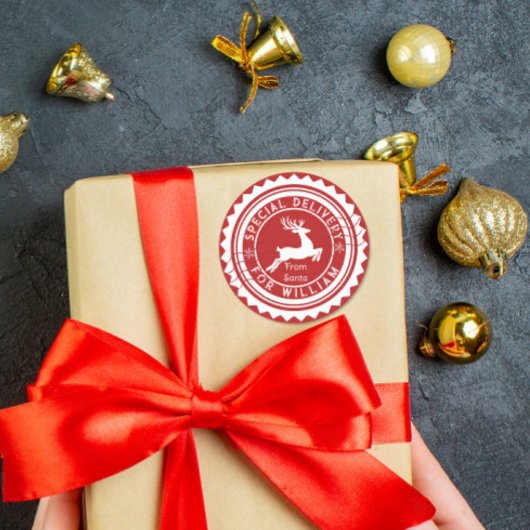 Speciale bezorging van de Kerstman Sticker Aangepa