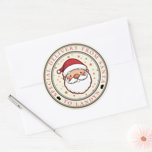 Speciale bezorging van Santa Custom Ronde Sticker (Envelop)