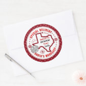 Speciale bezorging van Santa naar Child in Texas R Ronde Sticker (Envelop)