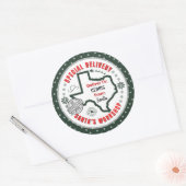 Speciale bezorging van Santa naar Child in Texas Ronde Sticker (Envelop)