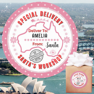 Speciale bezorging van Santa naar Kind in Australi Ronde Sticker