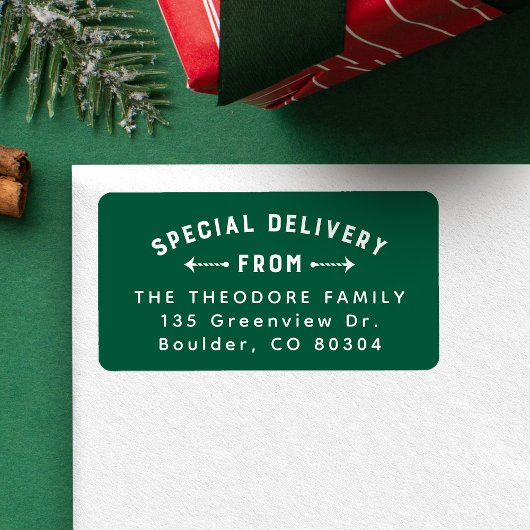 Speciale bezorging vanaf het groene retouradres va etiket