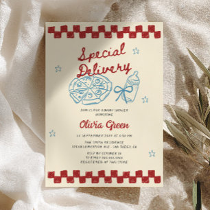 Speciale Bezorging Vintage Pizza Baby Shower Kaart
