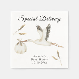 Speciale Bezorging Waterverf Ooievaar Baby Shower Servet