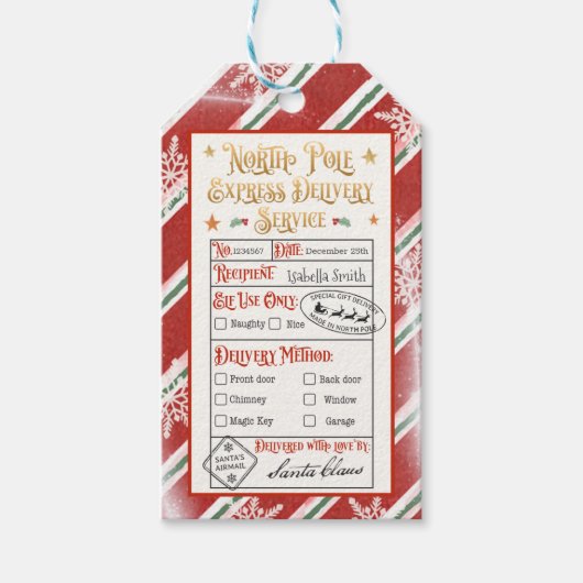 Speciale bezorgingskerstman op de Noordpool Cadeaulabel (Voorkant)