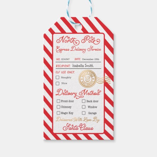Speciale bezorgingskerstman op de Noordpool Cadeaulabel (Voorkant)