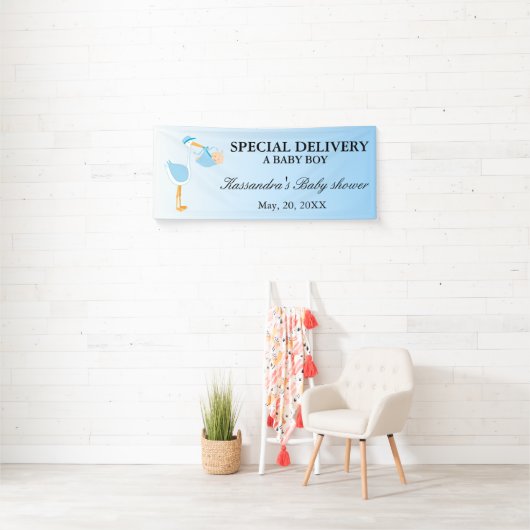 Speciale bezorgingswinkel Baby Boy Shower Banner (Insitu)