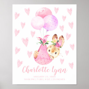Speciale bezorgingswinkels Bunny Rabbit Baby Stats Poster
