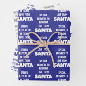 Speciale bezorgnaam van Santa Blue Silver White Inpakpapier Vel (In situ)