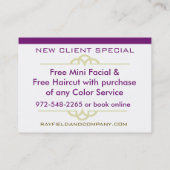 Speciale biedkaarten visitekaartje (Achterkant)